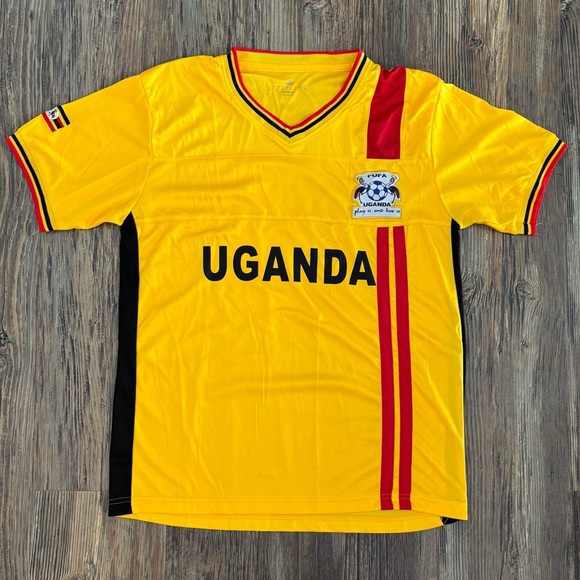 Uganda Cranes Soccer Jersey Youth XL FUFA Adidas Climacool Yellow Red Shirt - Picture 1 of 9
